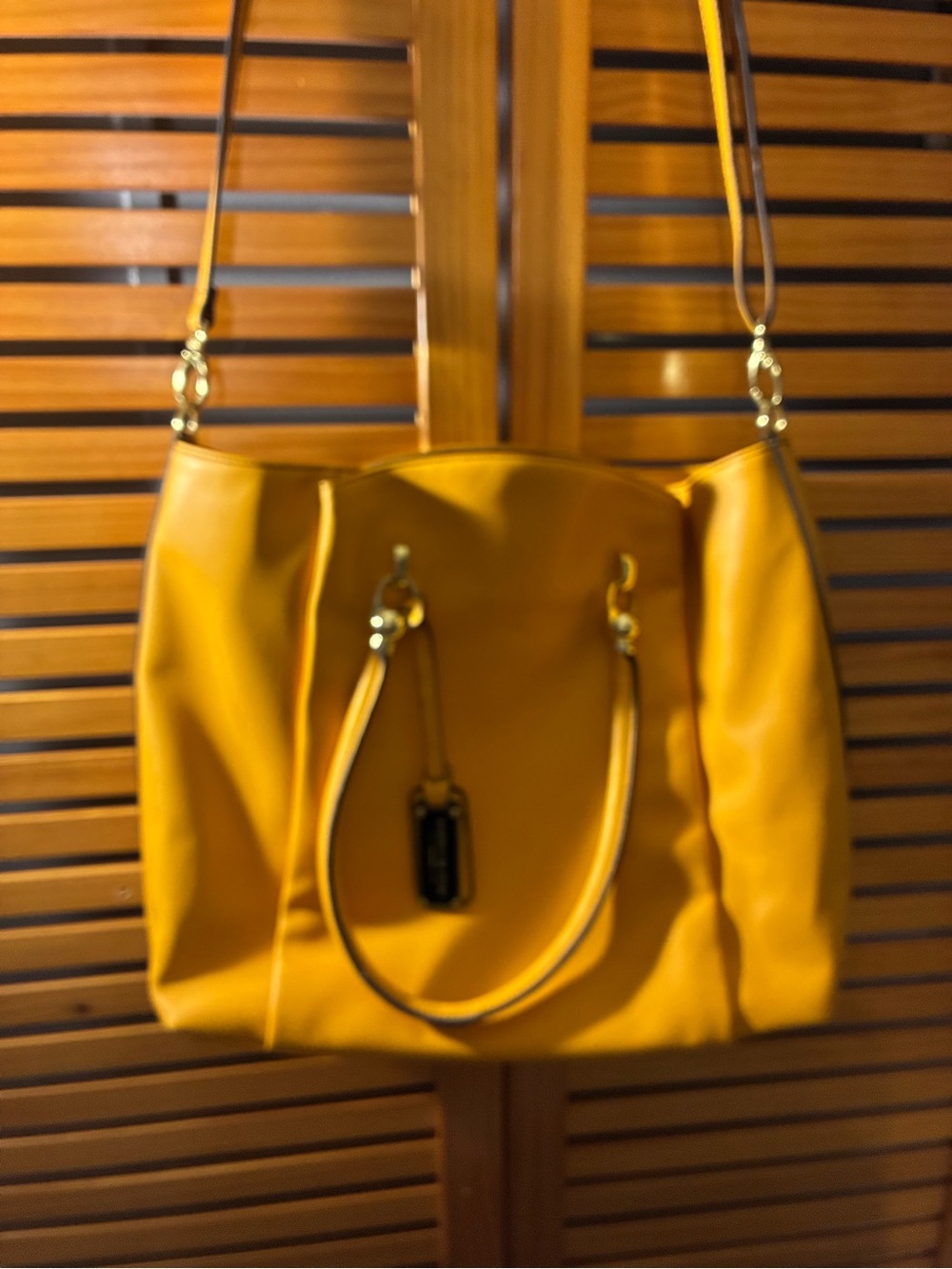 London Fog Mustard Yellow Shoulder Tote with Dual Handles